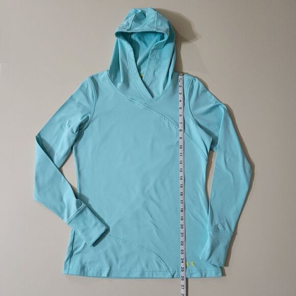 Under Armour Women's ColdGear Fitted Aqua Hooded Long Sleeve Top - Picture 4 of 14